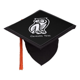 Owl Symbol White Graduation Cap Topper
