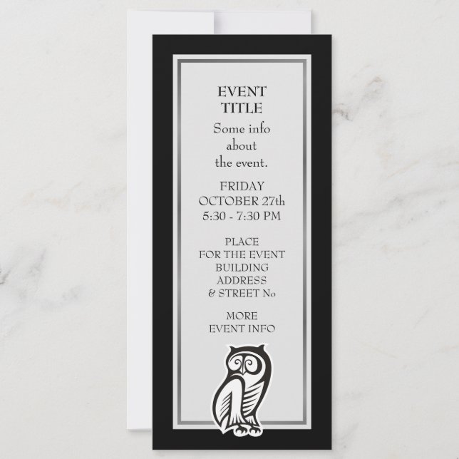 Owl Symbol White Invitation (Back)