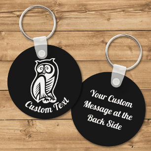 Owl Symbol White Keychain