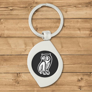 Owl Symbol White Keychain