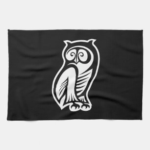 Owl Symbol White Kitchen Towel