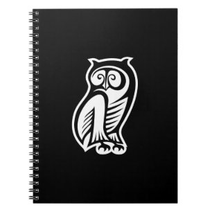 Owl Symbol White Notebook