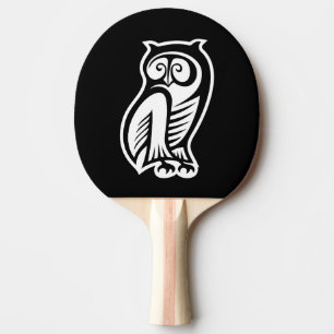 Owl Symbol White Ping Pong Paddle