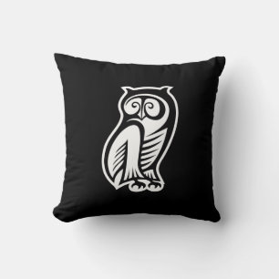 Owl Symbol White Throw Pillow