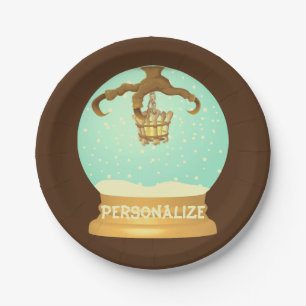 Owl talon and bone chandelier fall snow globe paper plate
