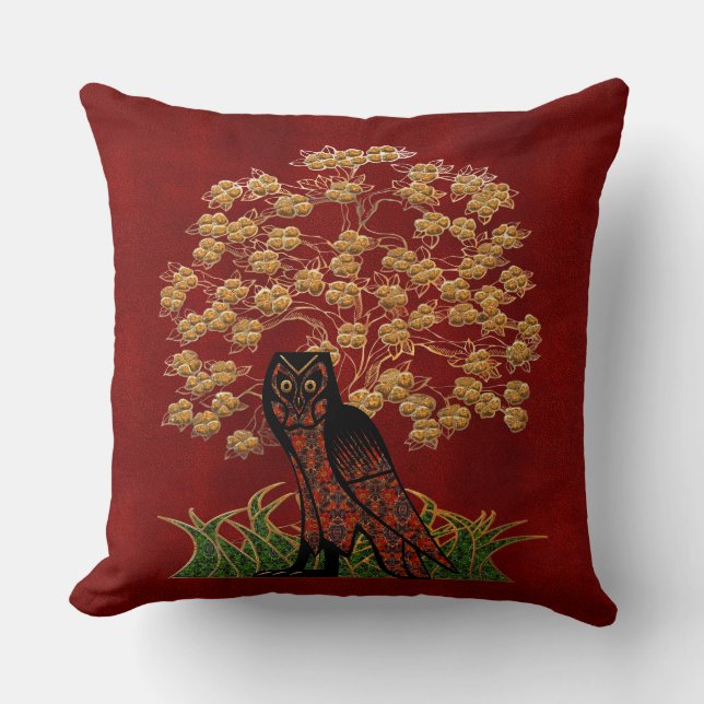 Owl Tapestry Throw Pillow (Front)