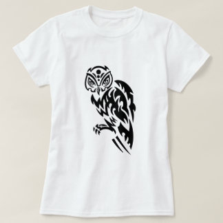 Owl Tattoo Style Design Black White T-Shirt