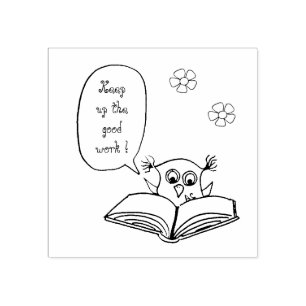 Owl teacher custom wood art stamp