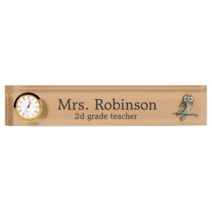 Owl Teacher customizable Nameplate