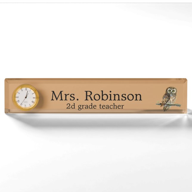 Owl Teacher customizable Nameplate (Front)