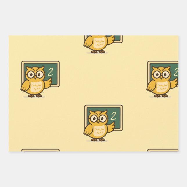 Owl Teacher Party Gift Wrap (Front)