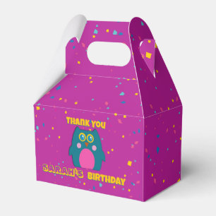 Owl Teal Purple Favour Box Birthday