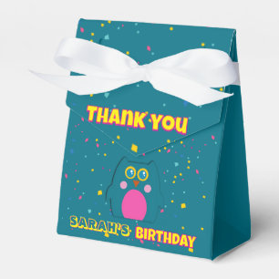 Owl Teal Purple Favour Gift Birthday Favor Box