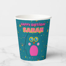 Owl Teal Purple Paper Cup Kids Birthday Party