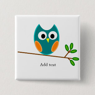Owl template, 2 inch square button