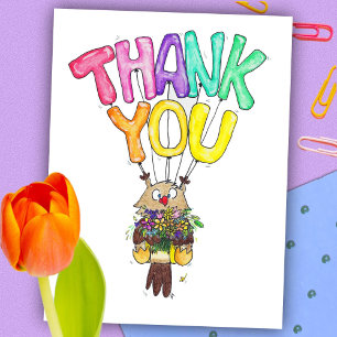OWL THANK YOU postcard by Nicole Janes