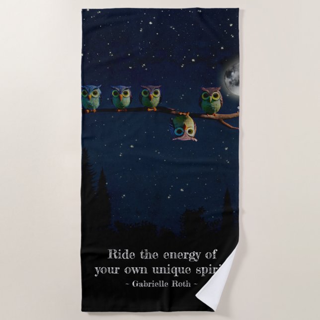 Owl That's Different With Unique Quote Collage Beach Towel (Front)