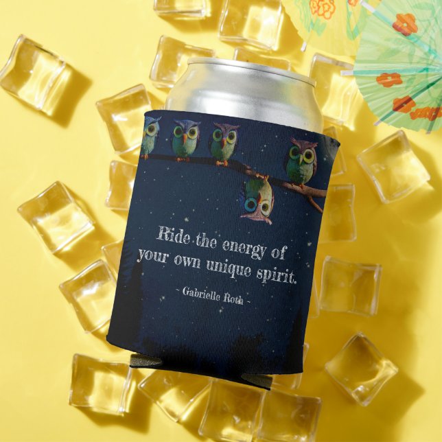 Owl That's Different With Unique Quote Collage Can Cooler (In Situ Summer)