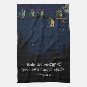 Owl That's Different With Unique Quote Collage Kitchen Towel