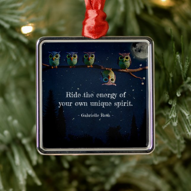 Owl That's Different With Unique Quote Collage Metal Ornament (Tree)