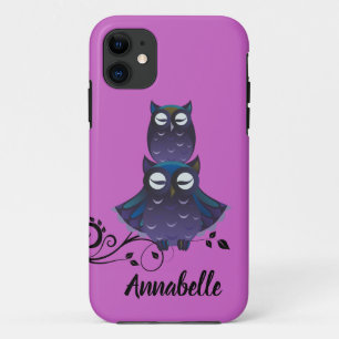 Owl Theme Purple iPhone Cell Phone Cover Case