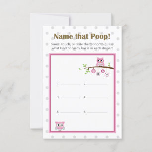 Owl Themed Baby Shower "Name that Poop!" Game  Invitation