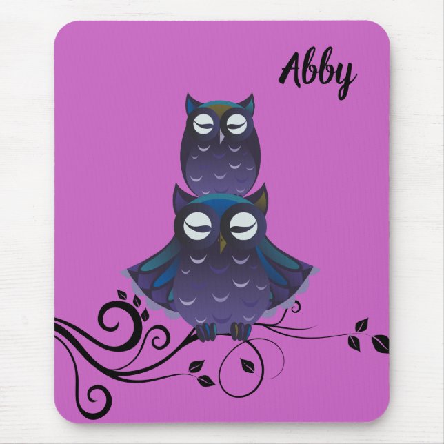 Owl Themed Personalized Mousepad (Front)