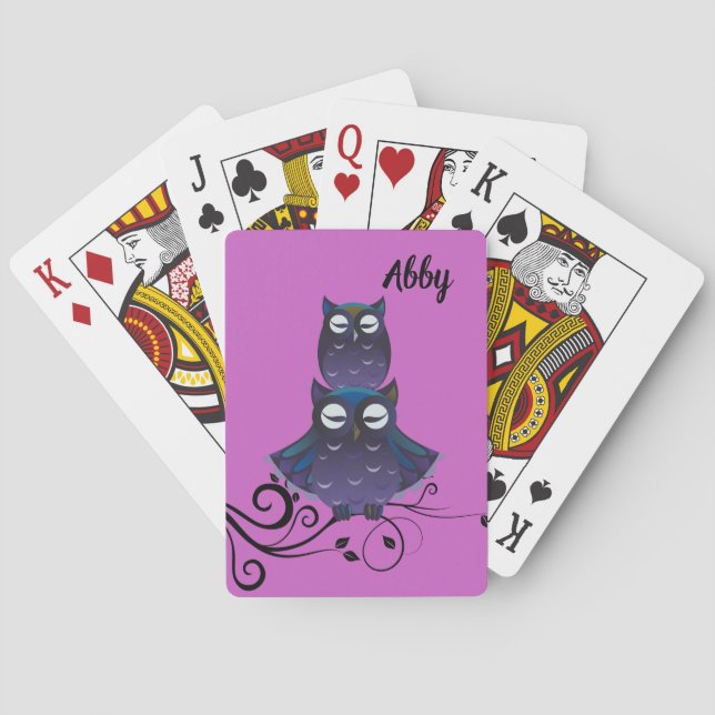 Owl Themed Personalized Playing Cards (Back)