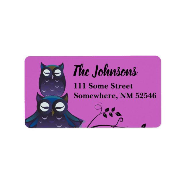 Owl Themed Personalized Return Address Labels (Front)