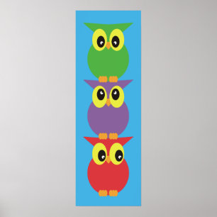 Owl totem 3 owls on top of each other poster