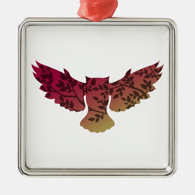 Owl Tree Metal Ornament (Front)