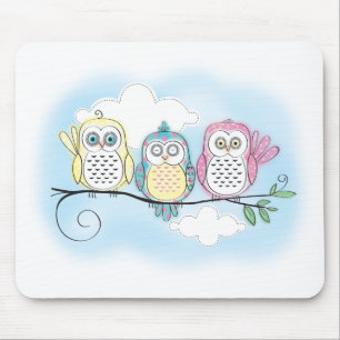 Owl Trio Mouse Pad