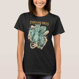 Owl types Nocturnal Owl Bird of Prey Outdoor Birds T-Shirt