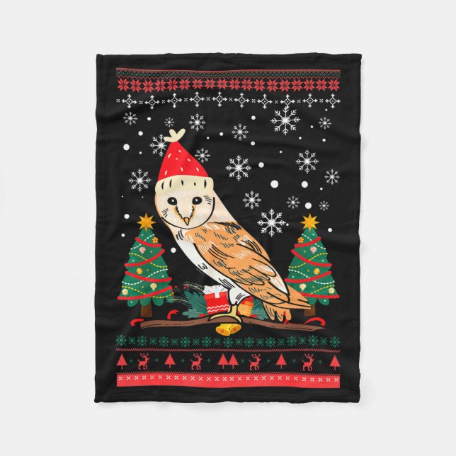 Owl Ugly Christmas Christmas Winter  Fleece Blanket (Front)