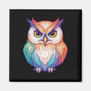Owl Vector Art with Vibrant Colours Magnet