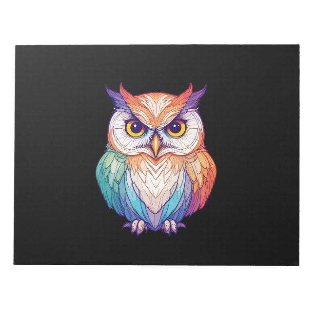 Owl Vector Art with Vibrant Colours Notepad (Front)