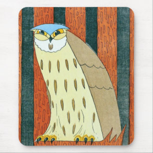 "Owl" Vintage Illustration Mouse Pad