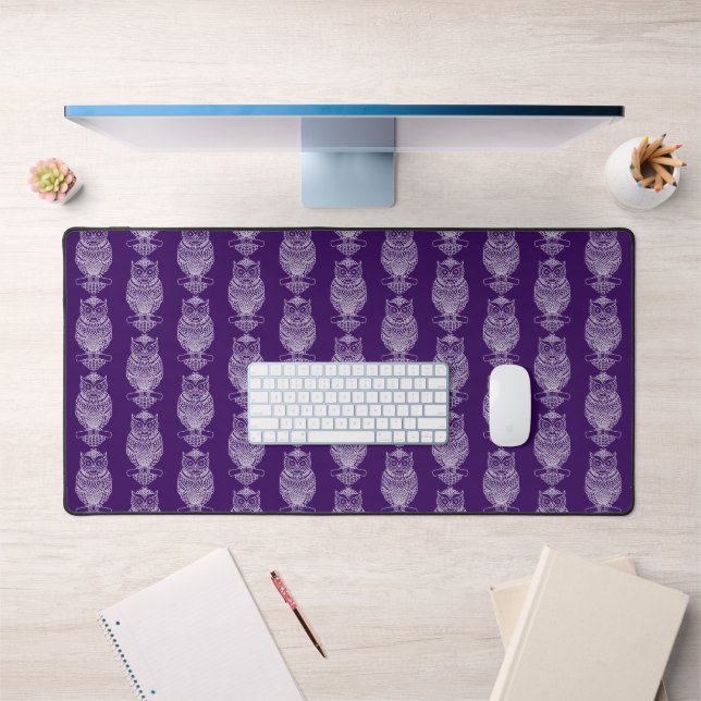 Owl (violet) - Desk Mat (Office 1)