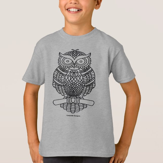 Owl (vivid) - Boy's Basic T-Shirt (Front)