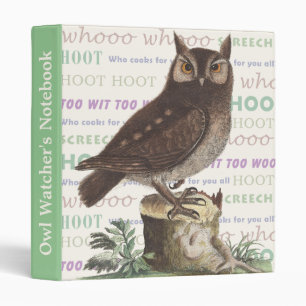 Owl Watcher's Vintage Notebook For Nature Lovers Binder