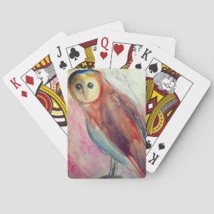 Owl watercolor art  playing cards