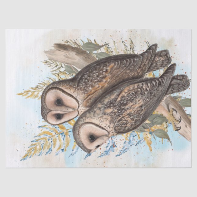 Owl Watercolor Art Tissue Paper (Front)