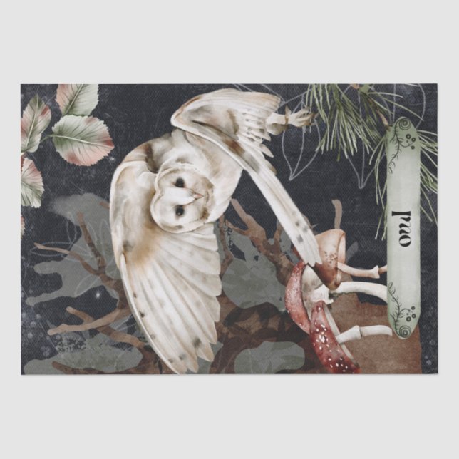 Owl Watercolor Fall Mysterious Autumn Oracle Tissue Paper (Front)