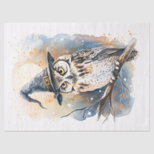 Owl Wearing a Witch Hat Halloween Decoupage Tissue Paper