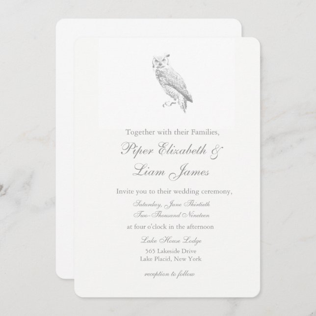 Owl Wedding Invitations (Front/Back)
