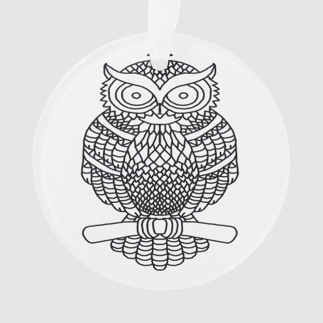 Owl (white) - Acrylic Ornament (Front)