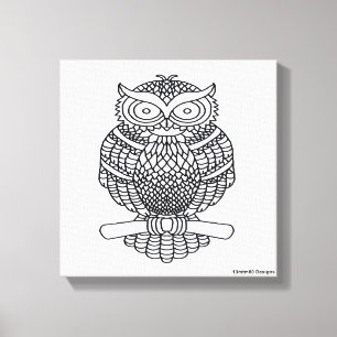 Owl (white) - Canvas Print