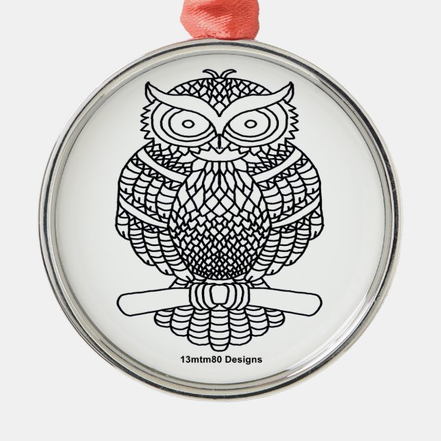 Owl (white round) - Premium Ornament (Front)