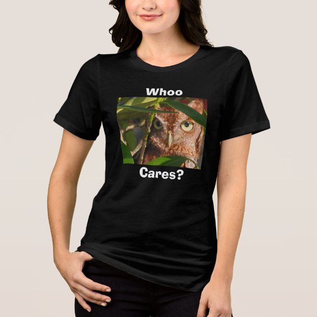 Owl Whoo Cares Tri-Blend Shirt (Front)