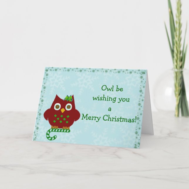 Owl wish you a Merry Christmas! Holiday Card (Front)